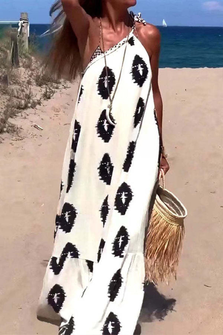 Luna – Losse Jurk met Etnisch Patroon