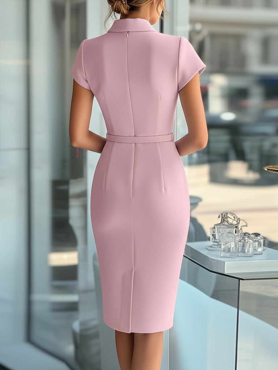 Strak Hemelsblauw Asymmetrisch Jurk met Ceintuur