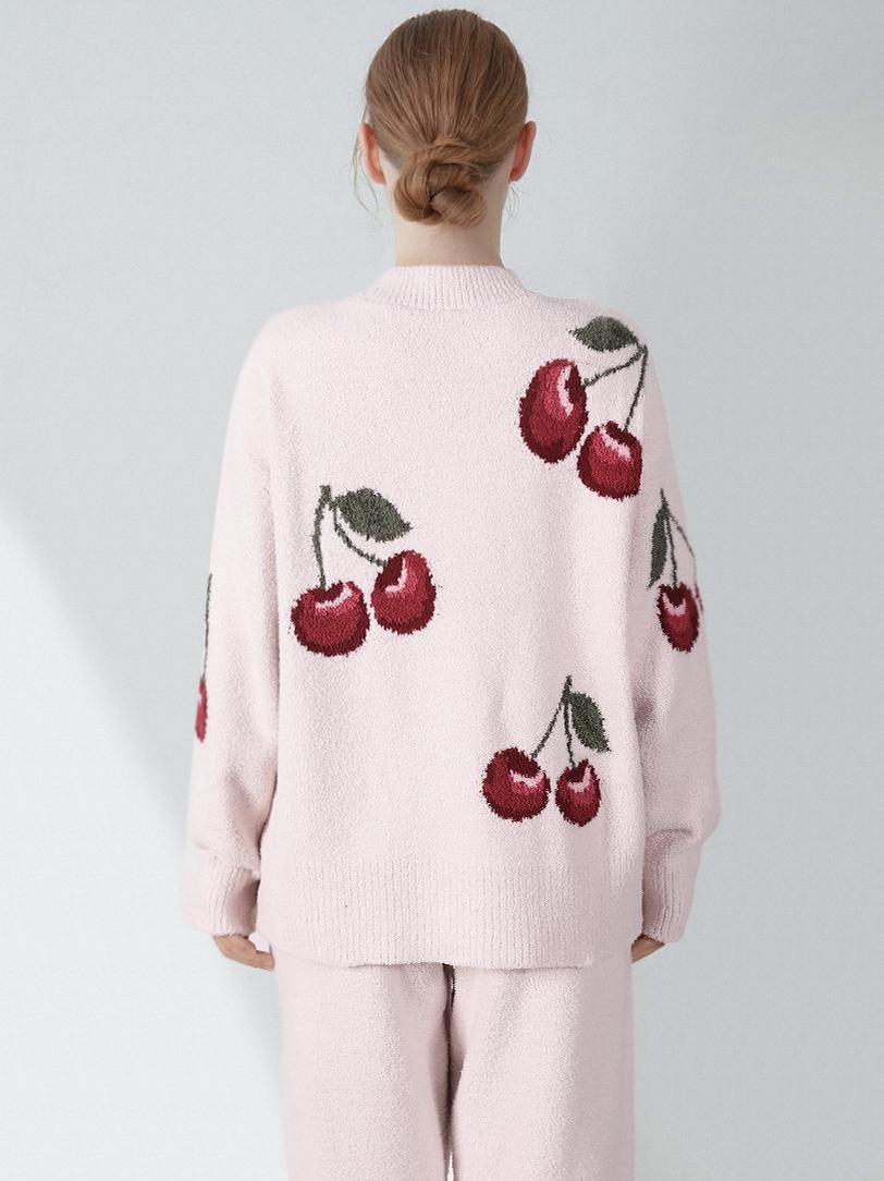 Oranji ® | Fluweel | Kersen Cardigan Pyjama Set