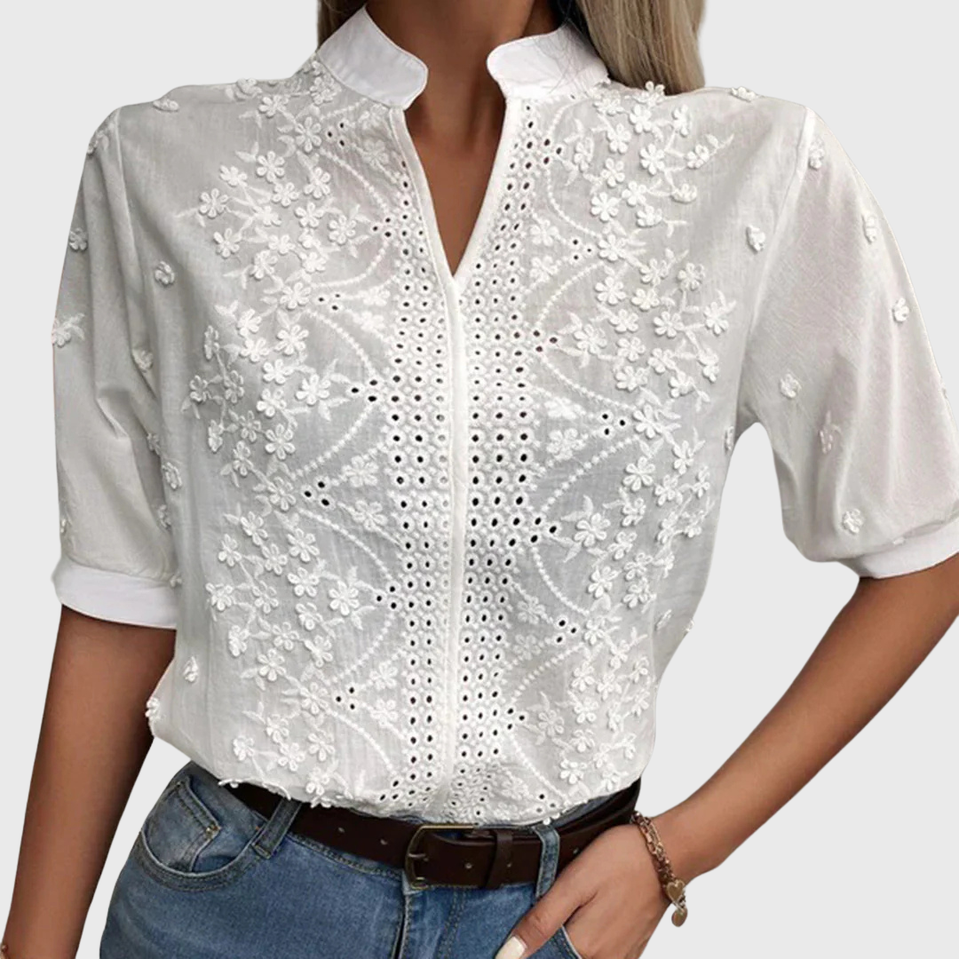 Oranji ® | Camille | Losvallende Damesblouse in Wit
