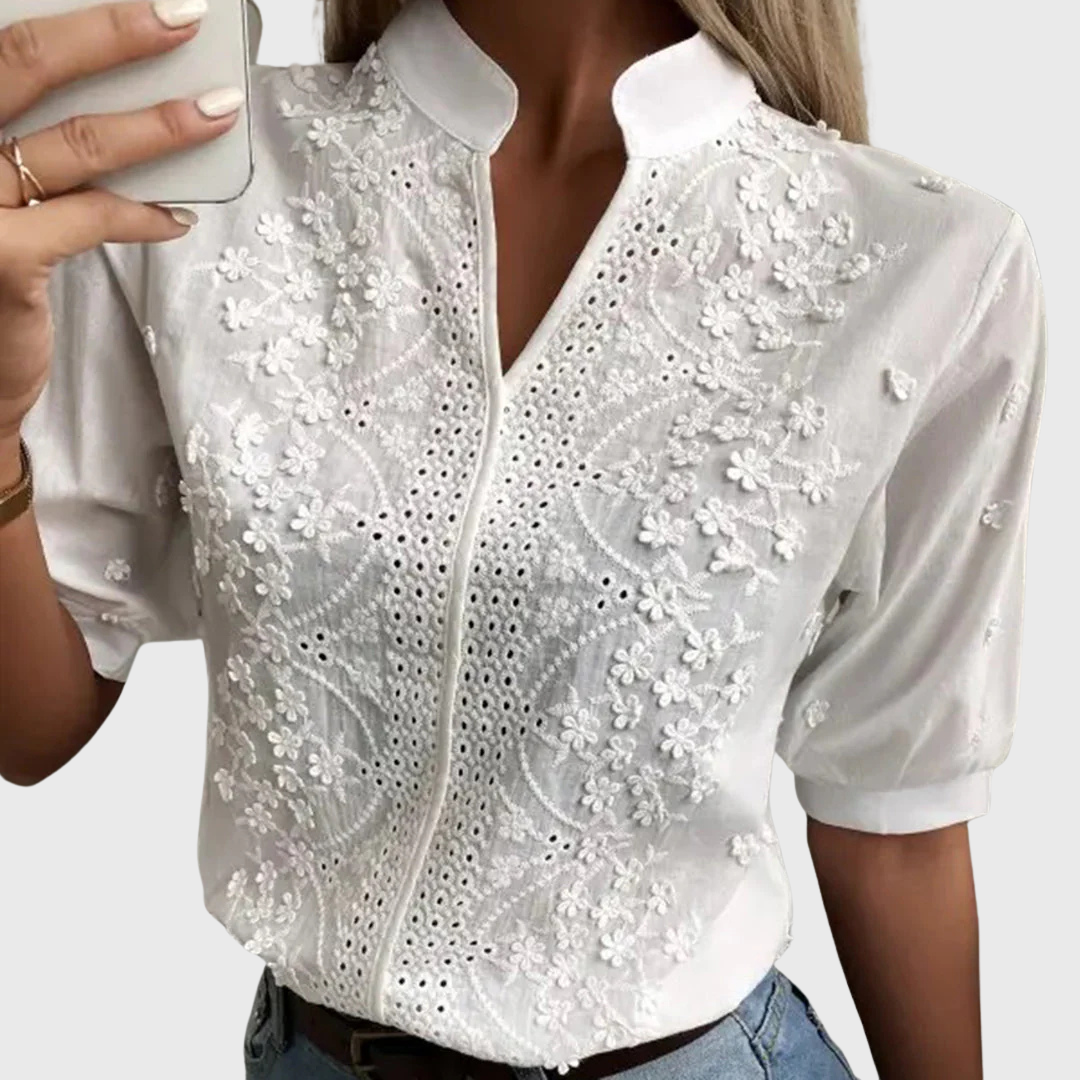 Oranji ® | Camille | Losvallende Damesblouse in Wit