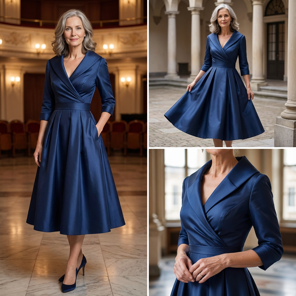 Rosalie | Elegante midi-jurk met subtiele glans