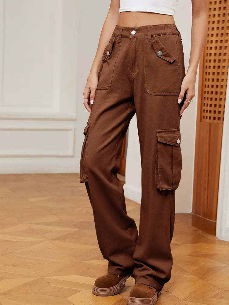 Oranji ® | Retro | Elastische Taille Denim Cargo Broek