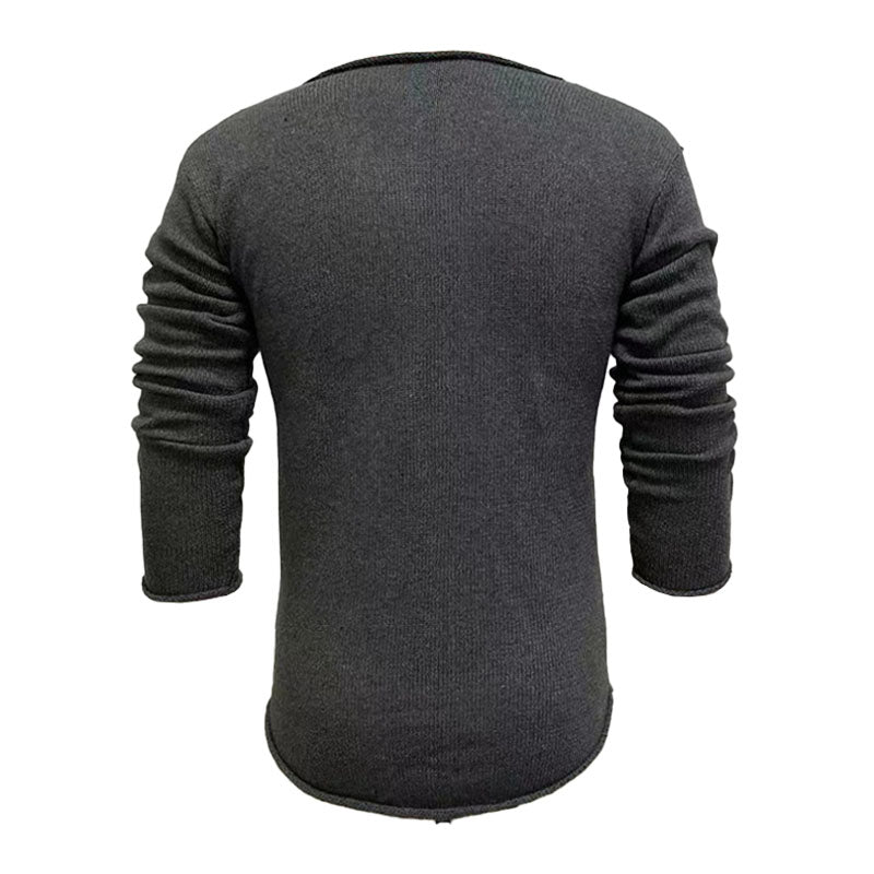 Heren casual sweater met V-hals, lange mouwen, slim fit, gebreid 30697065M