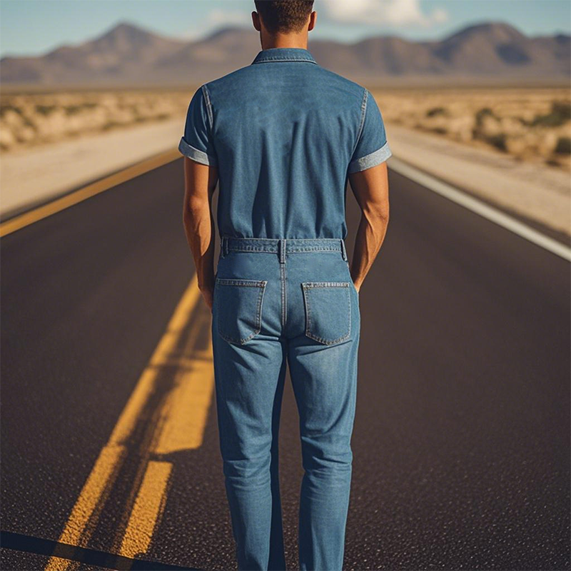【24-uurs verzending】Heren zomer mode casual klassieke western stijl Tencel denim geborduurde overall MTA1244D2K