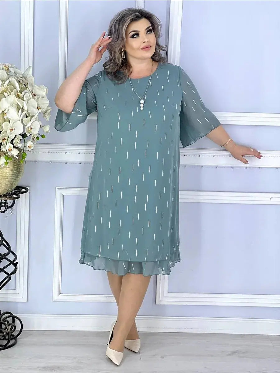 Wioletta | Elegante chiffon midi-jurk met plooien