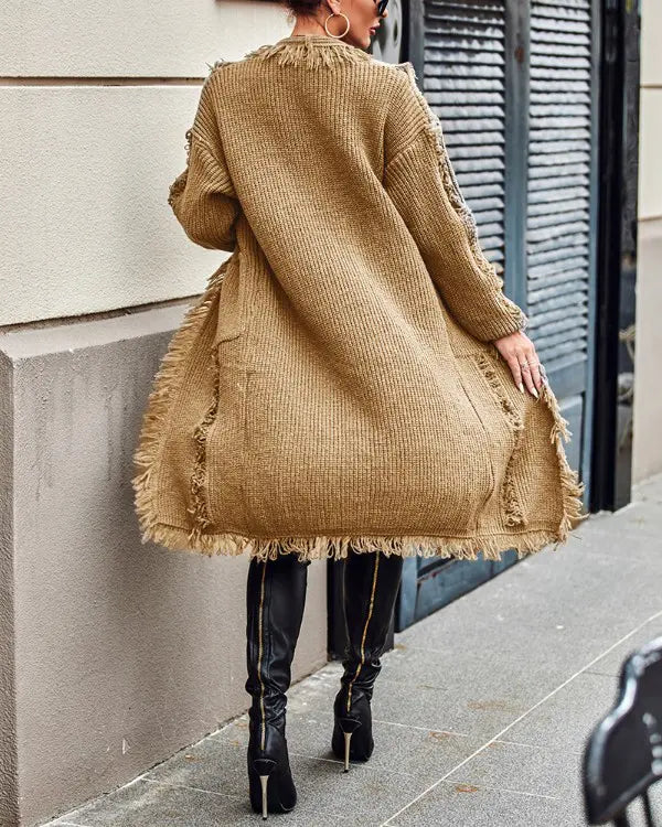 Mia™ Gezellige gebreide cardigan met franjes