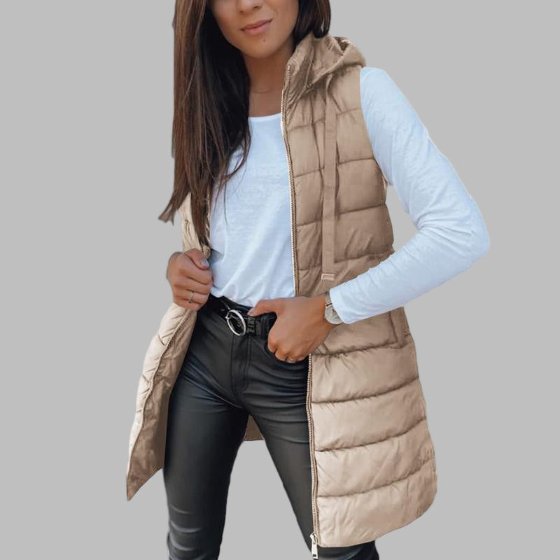 RAIN™ - Casual Mouwloos Vest met Capuchon Lange Dons