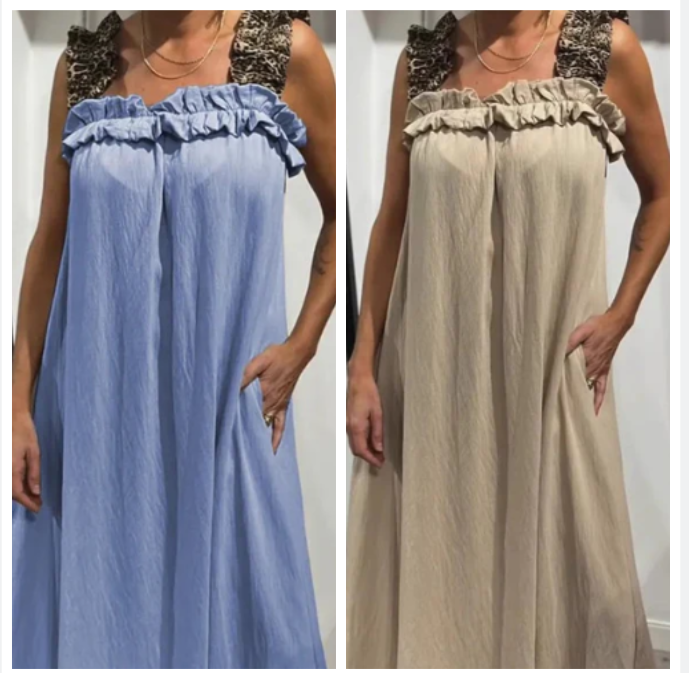 Klara | Luchtige Maxi Jurk met Schouderbanden en Zakken