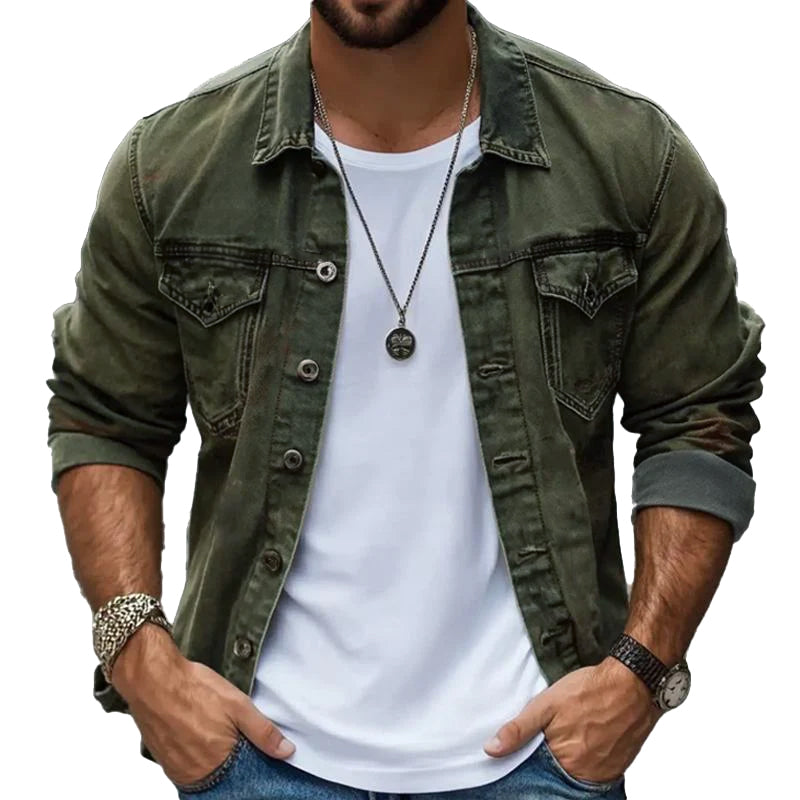 Heren Vintage Wasstraat Effen Jas met Revers 08869948X