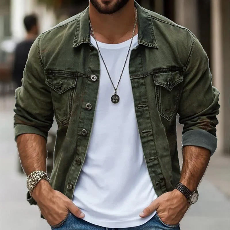 Heren Vintage Wasstraat Effen Jas met Revers 08869948X