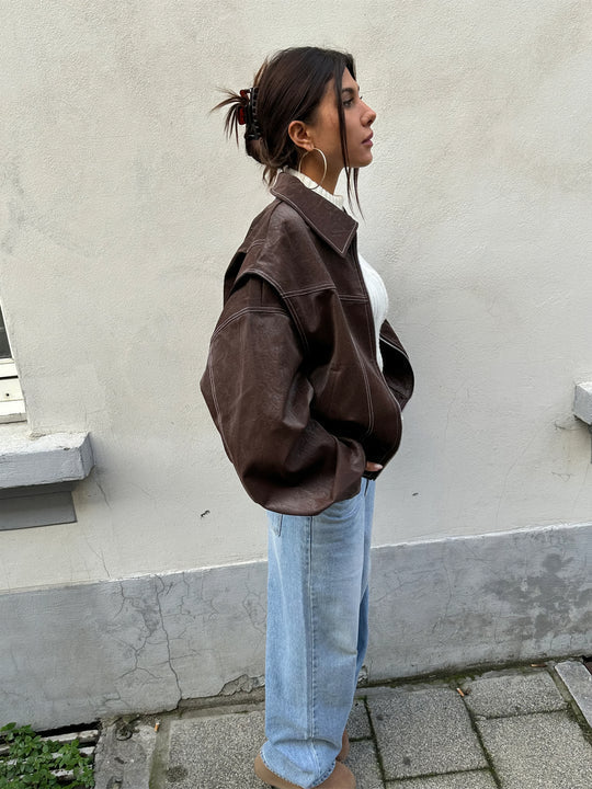 Oranji ® | Rosie | Leren Bomber Jas