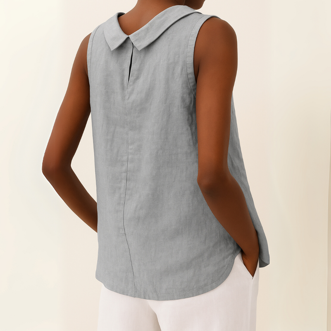 Sandra | Mouwloze blouse met zachte kraag