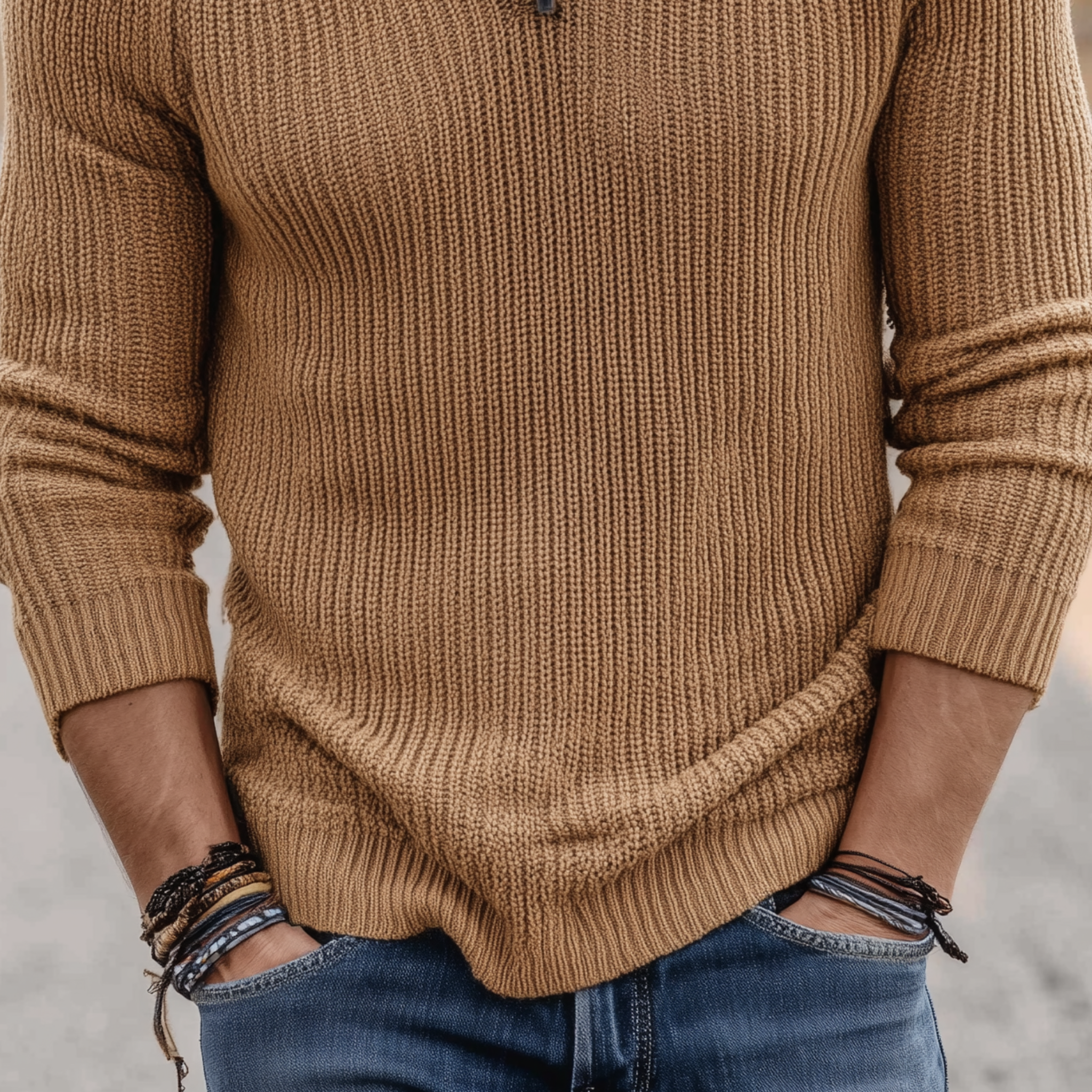 Heren klassieke casual V-hals slim fit dunne trui met lange mouwen MTA0247H1K