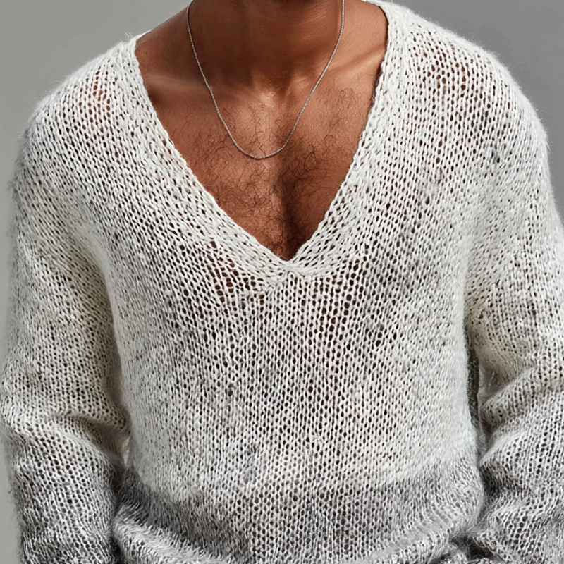 Heren gradient trui met V-hals en lange mouwen MTA2096H9Z