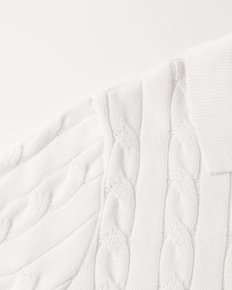 FLORENCE Polo Sweater met Vlechtpatroon