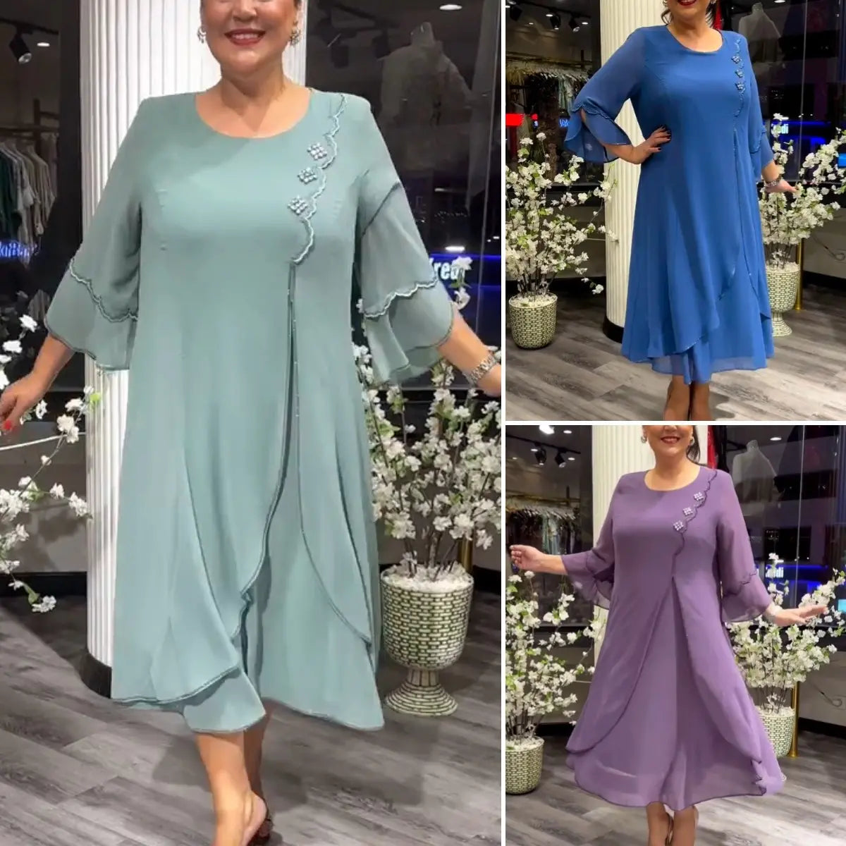 Marzenna | Midi-jurk – Fluistering van Elegantie