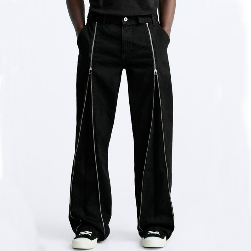 Heren Stijlvolle Zwarte Jeans met Rits MTA0710H4U