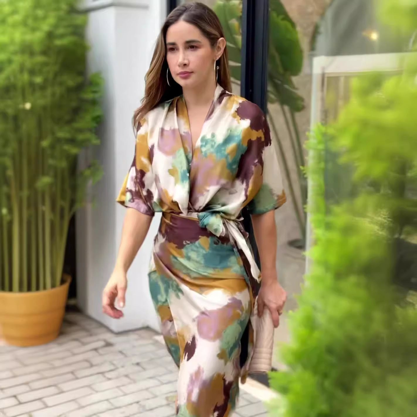 Stefka | Elegante jurk met abstracte print, wrap-model voor vrouwen