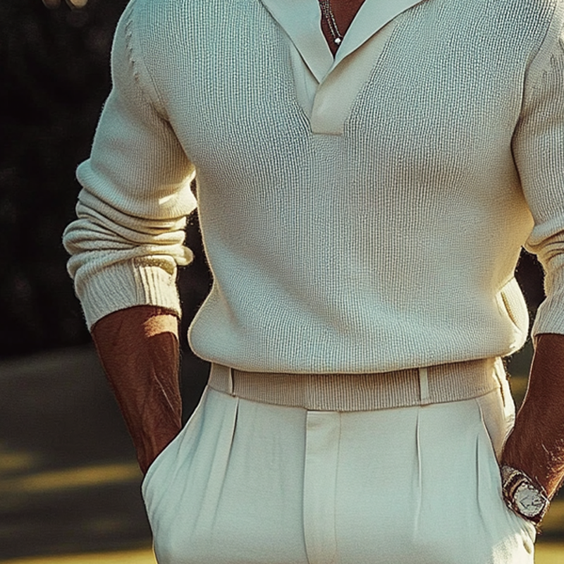 Heren Trui van Gebreide Stof in Effen Kleur met Een Losse Pasvorm MTA2768H6X