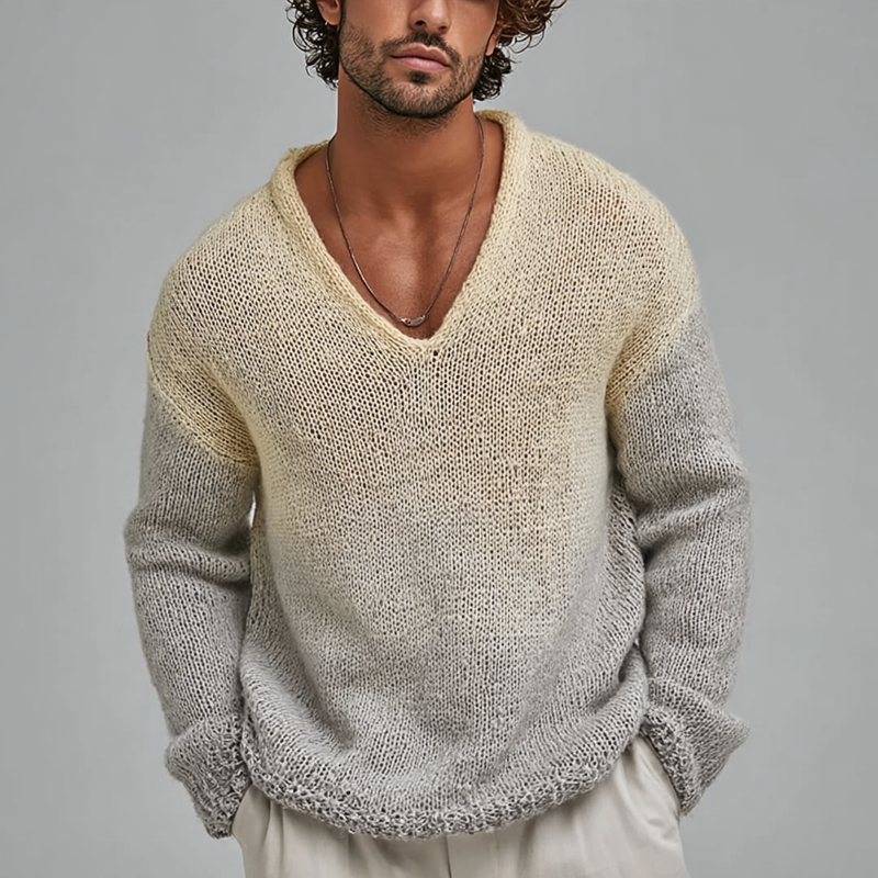 Heren Gradient Sweater met V-hals en Lange Mouwen MTA2072H4Z
