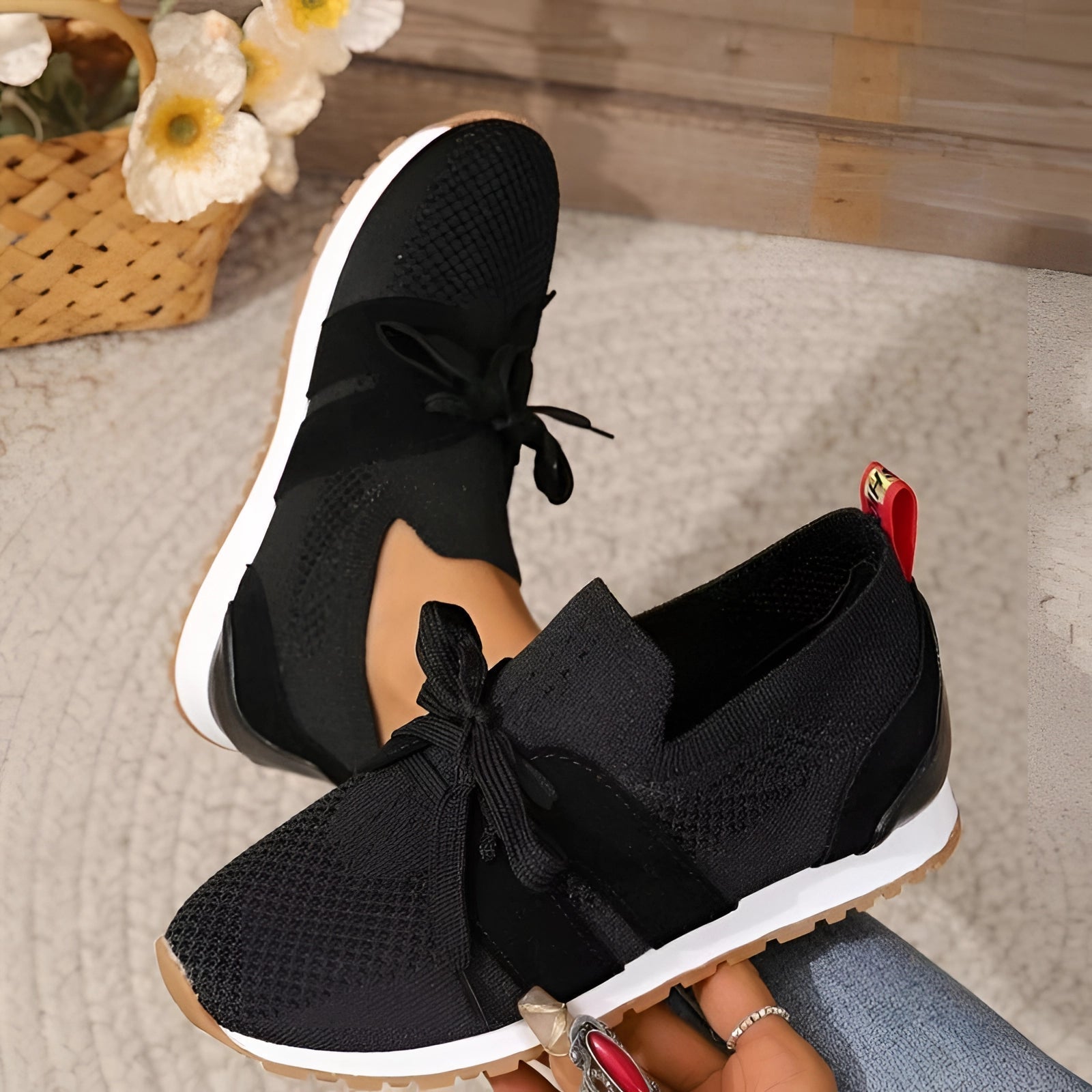 Zwarte Mesh Slip-On Sneakers voor Dames - Lichtgewicht en Ademend Wandelschoenen