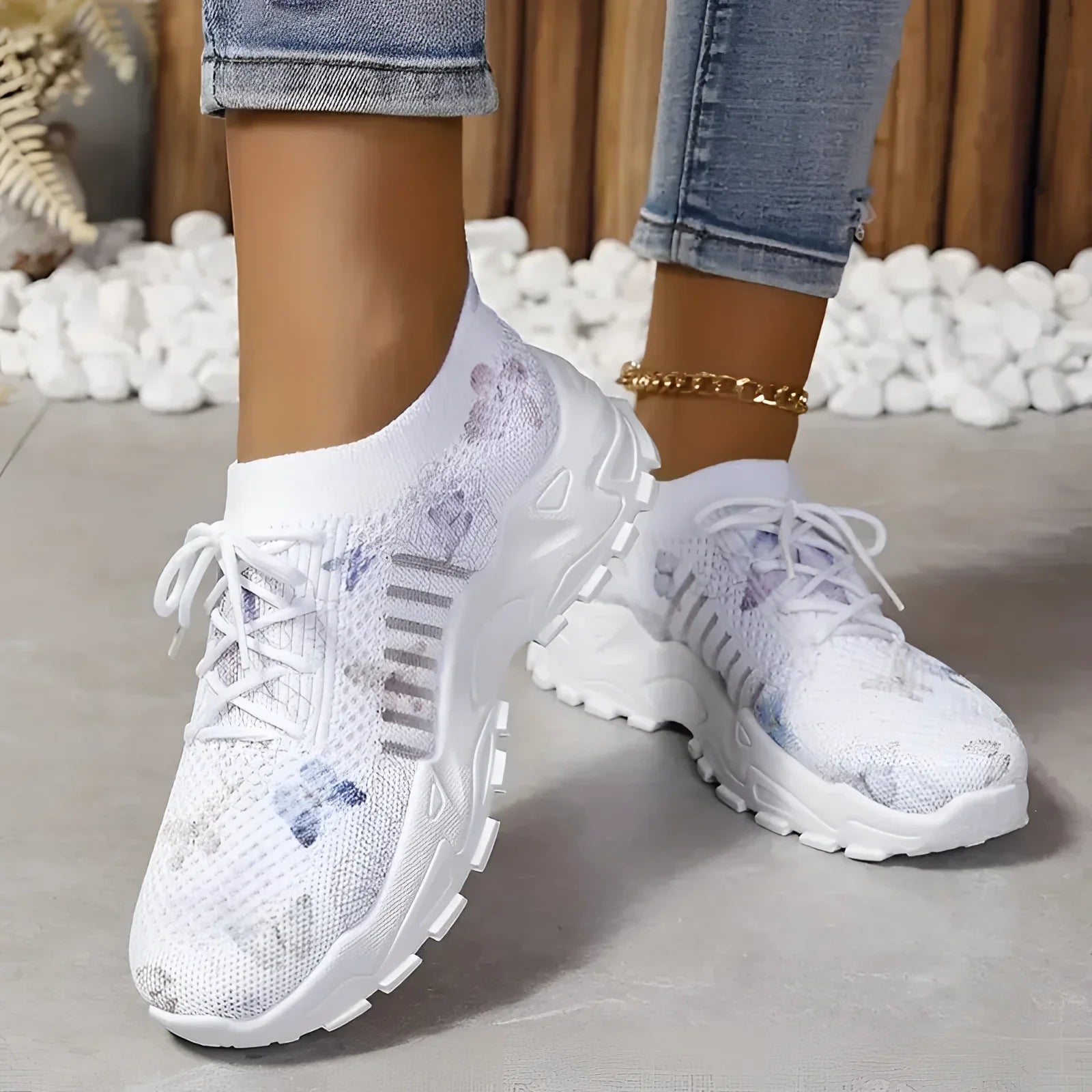 Roze Hardloopsneakers met Bloemenpatroon