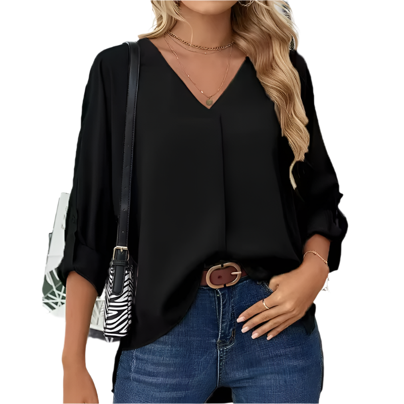 Oranji ® | Giulia | Vintage Loose-Fit Dames Chiffon Blouse met V-Hals