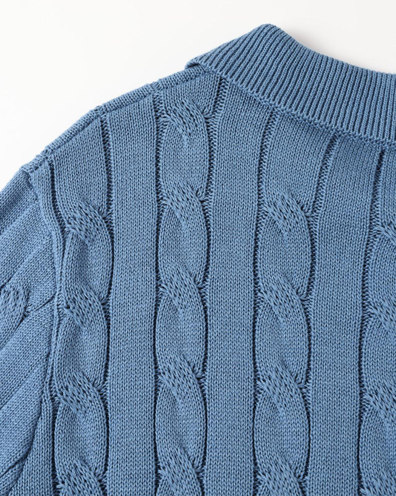 FLORENCE Polo Sweater met Vlechtpatroon