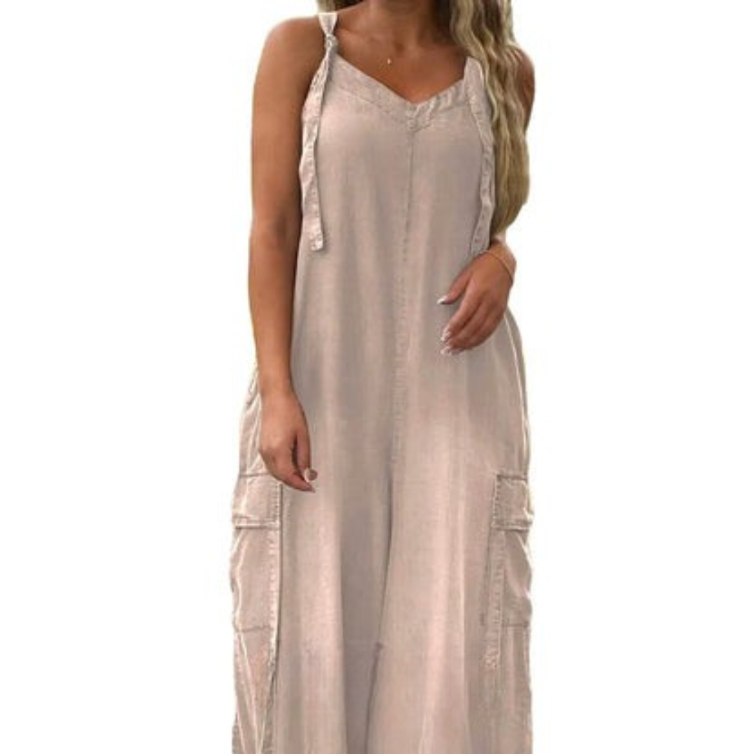 Lidka | Losse jumpsuit met brede pijpen en zakken voor dames