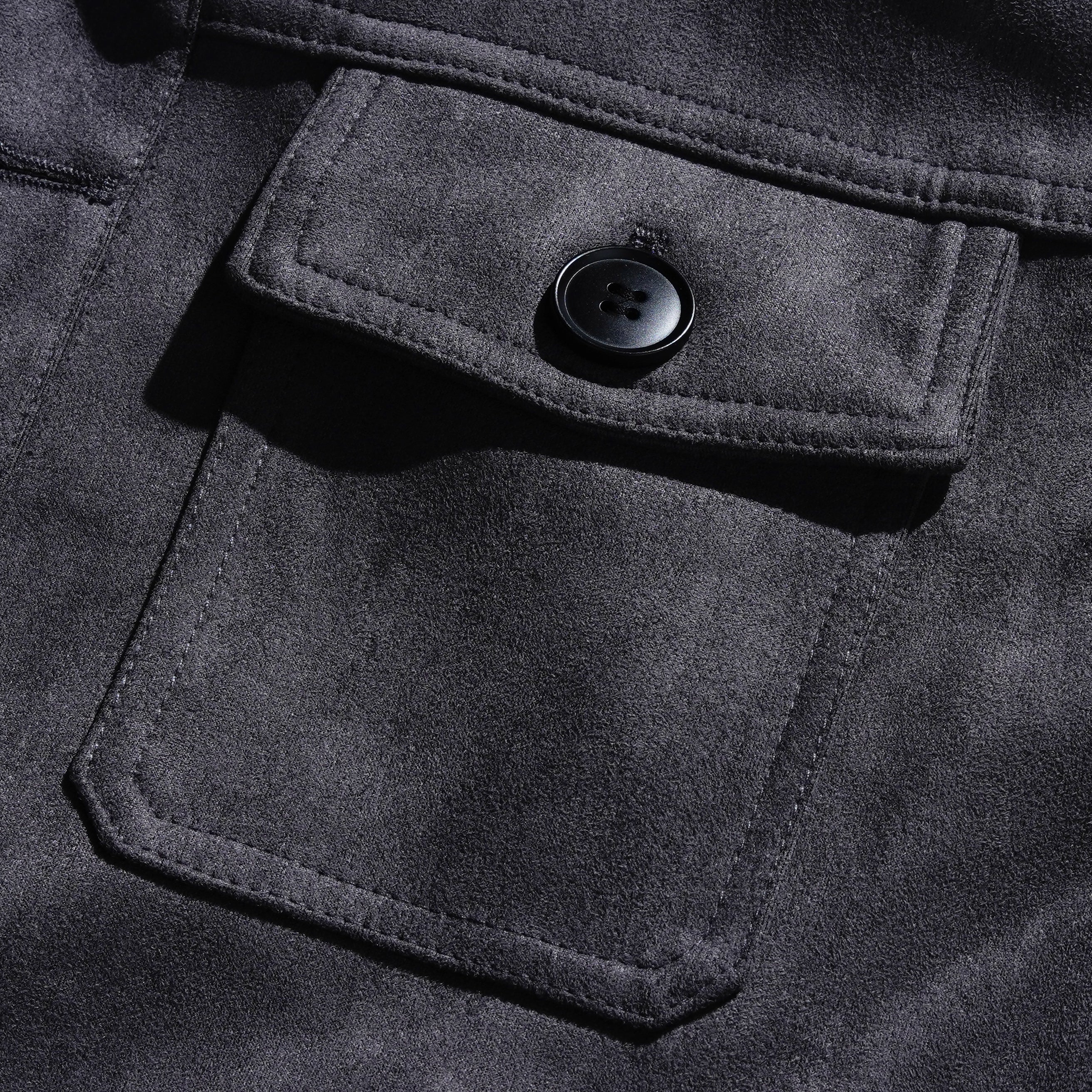 Heren Vintage Suède Jas met Staande Kraag en Knopen 65731063Y