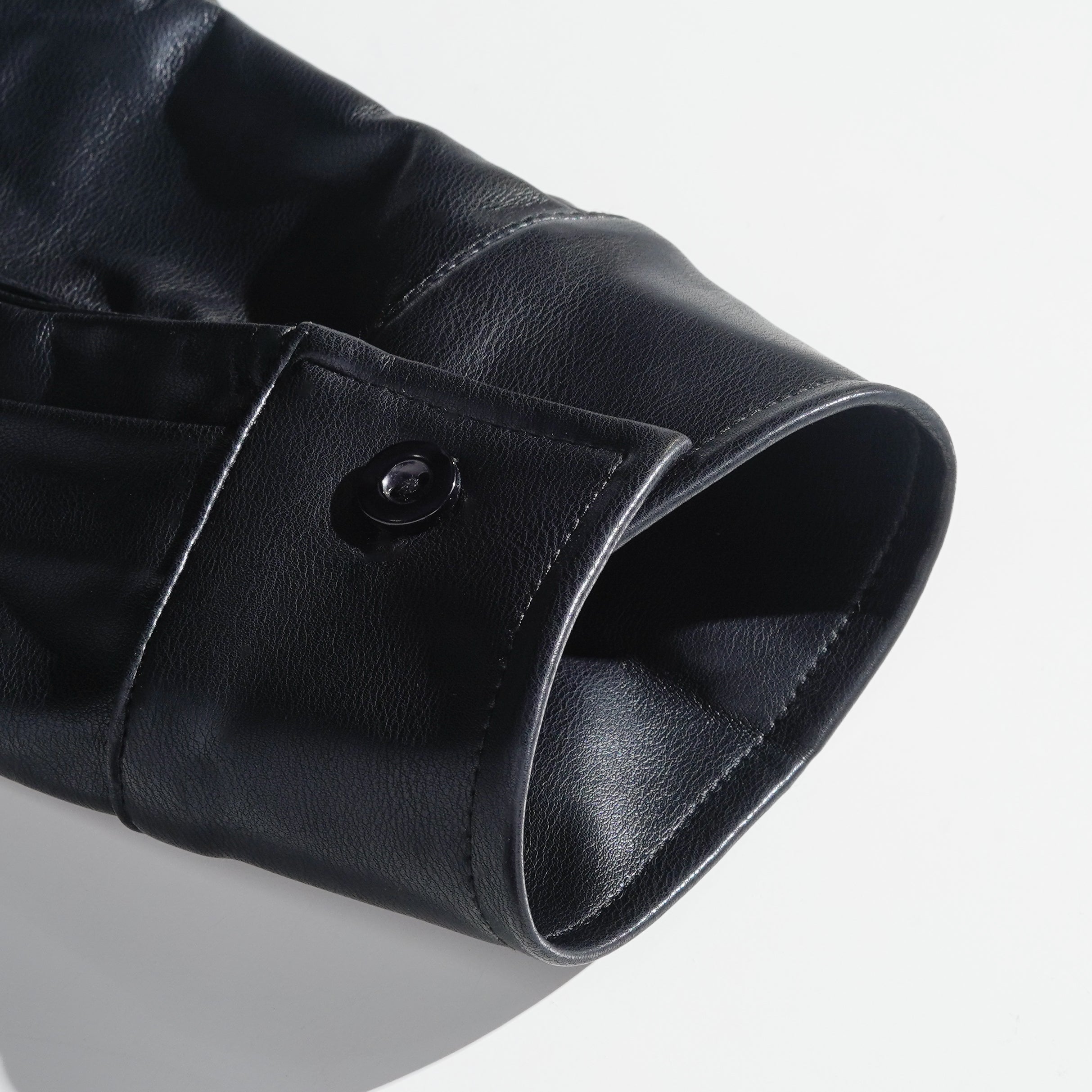 Heren Klassieke Casual Slim Fit Leren Overhemd met Lange Mouwen 79897850K