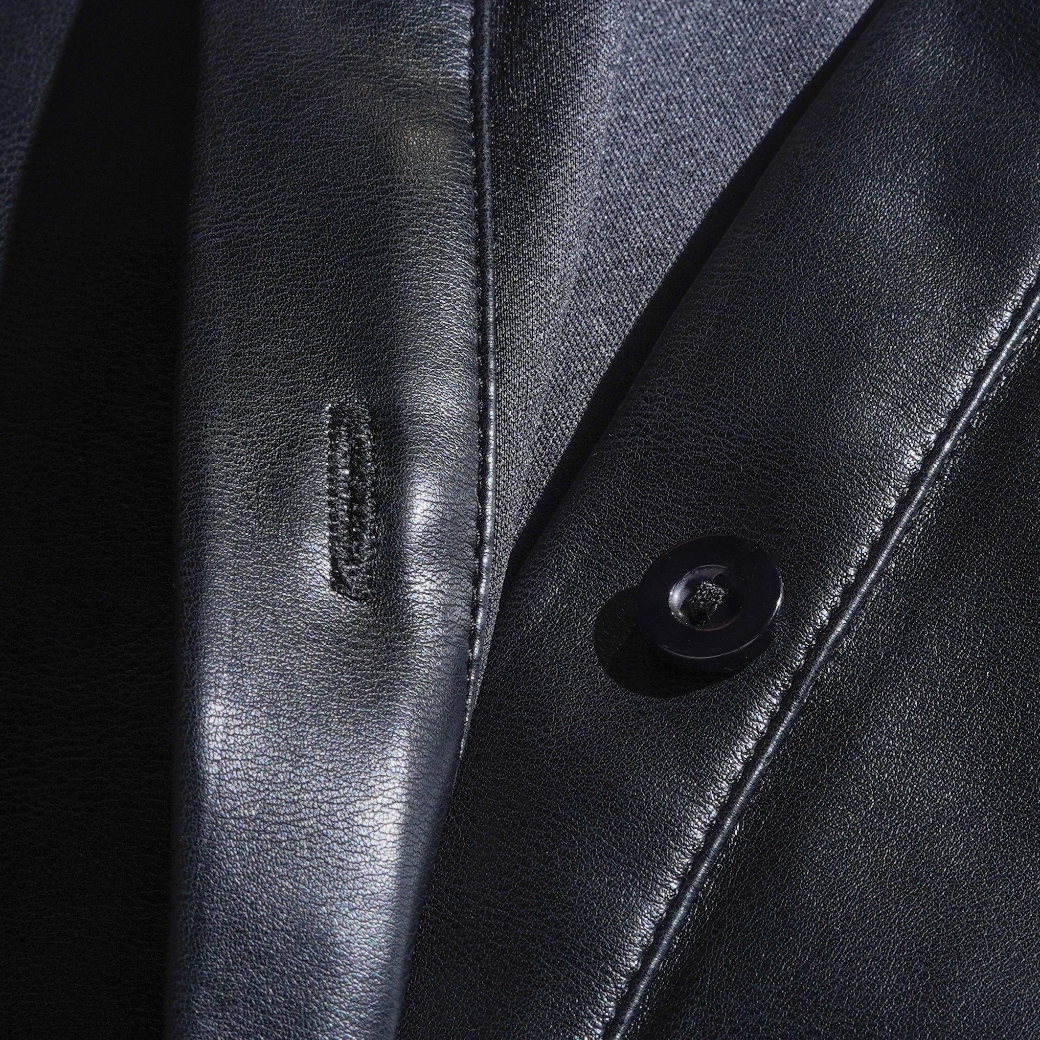 Heren Klassieke Casual Slim Fit Leren Overhemd met Lange Mouwen 79897850K