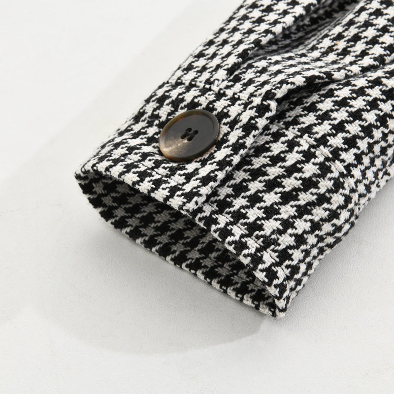 Heren Vintage Houndstooth Overhemdjasje met Revers 85588306M