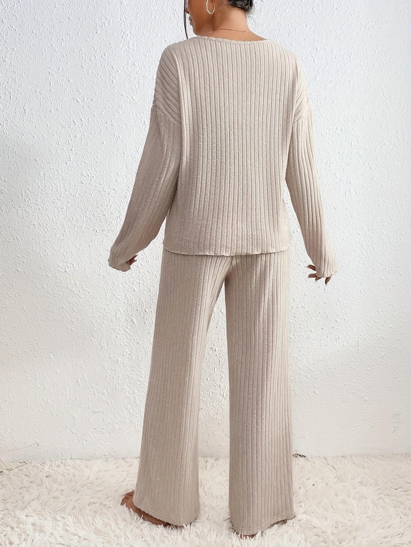 Oranji ® | Kiara - Stijlvolle geribbelde trui straight leg dames set