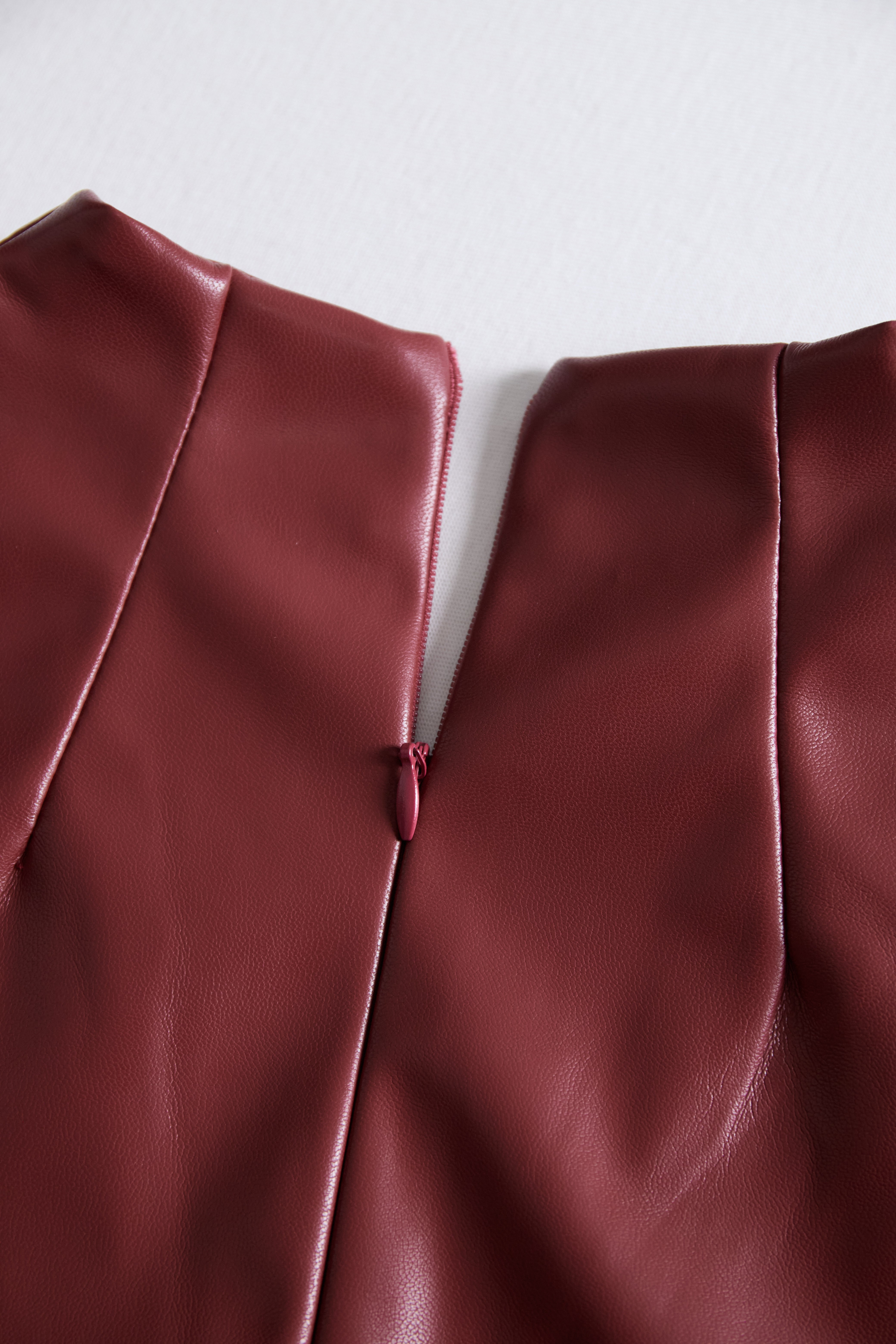 Verfijnde Zwarte Faux Leren Bodycon Jurk