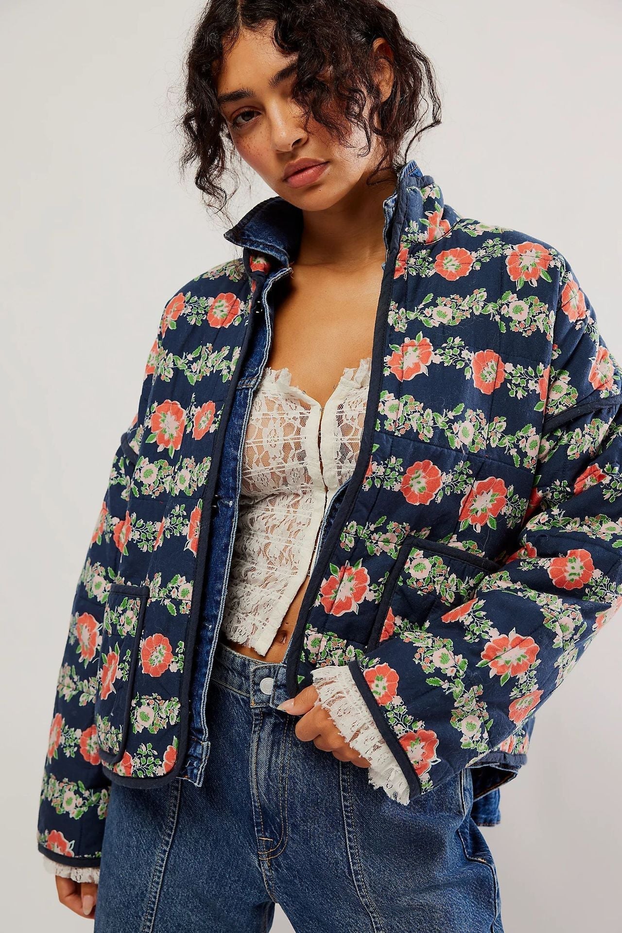 Oranji ® | Katoenen bloemenprint jack