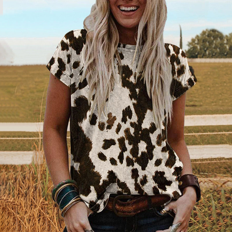 Oranji ® | Vintage Western Koe-Print T-shirt