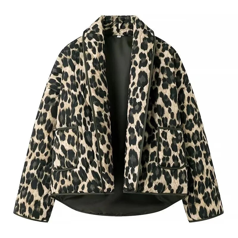 Oranji ® | Gewatteerde jas met luipaardprint