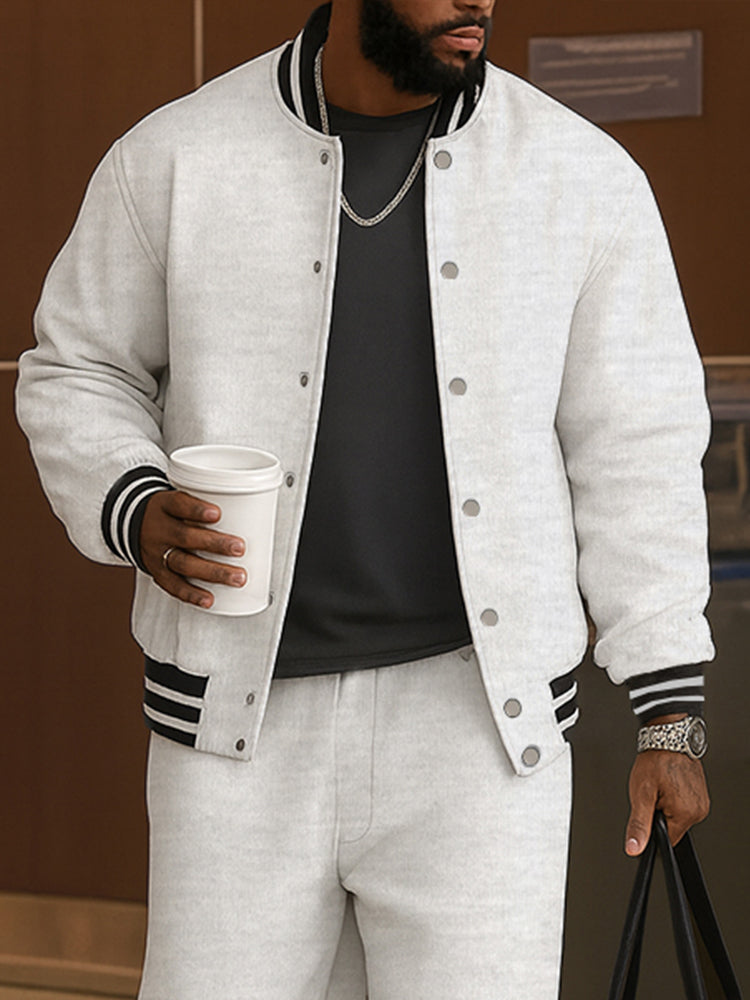 Klassieke Gestreepte Trim Jas Broek Set