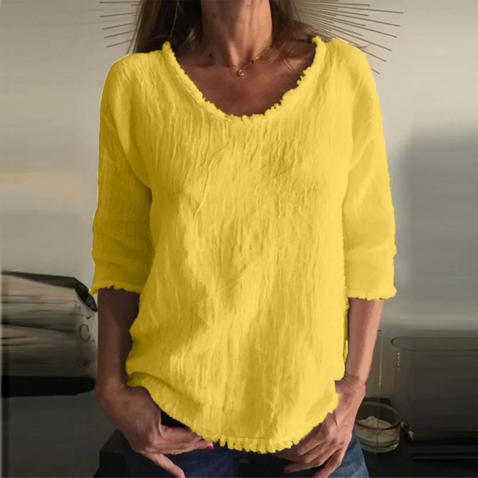 Oranji ® | Charleigh | Stijlvol casual linnen T-shirt
