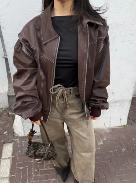 Oranji ® | Rosie | Leren Bomber Jas