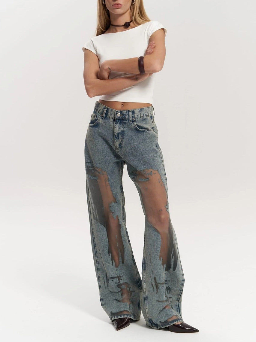 Oranji ® | Trixie | Blauwe Transparante Jeans