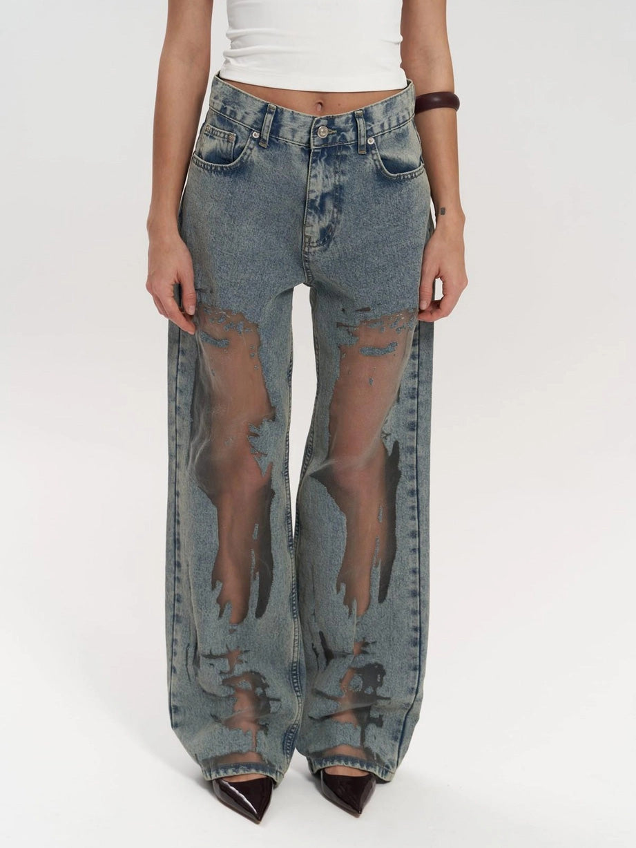 Oranji ® | Trixie | Blauwe Transparante Jeans