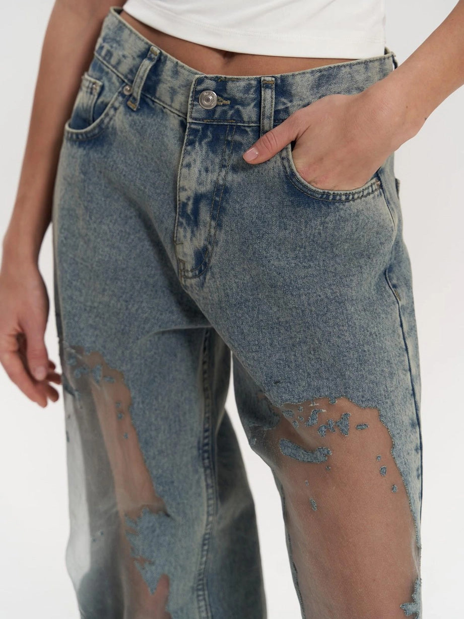 Oranji ® | Trixie | Blauwe Transparante Jeans