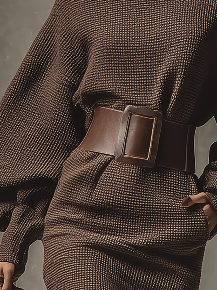 Donkerbruine mini-jurk