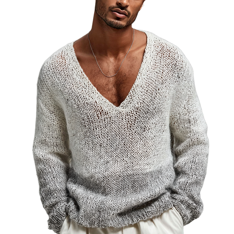 Heren gradient trui met V-hals en lange mouwen MTA2096H9Z
