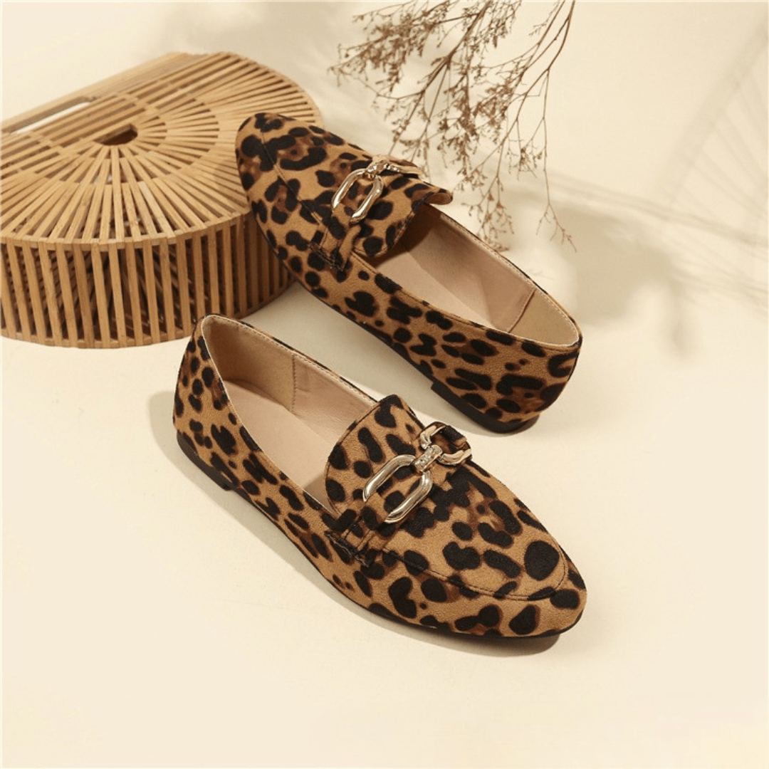 Siena | Loafers met dierenprint en gouden accenten
