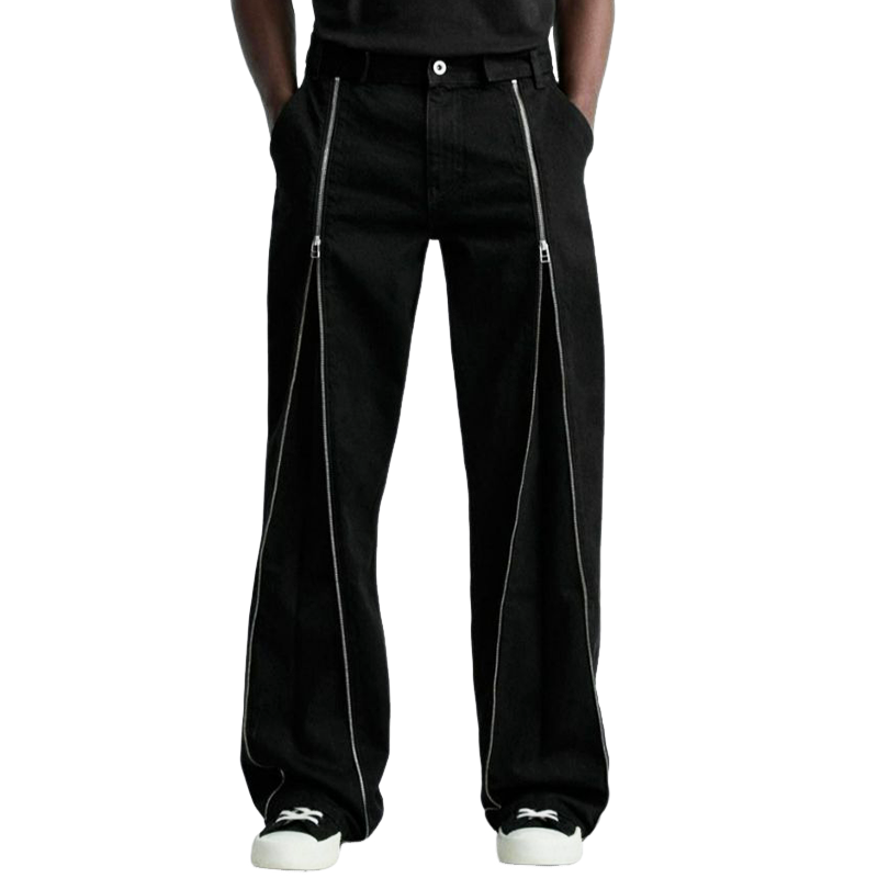 Heren Stijlvolle Zwarte Jeans met Rits MTA0710H4U