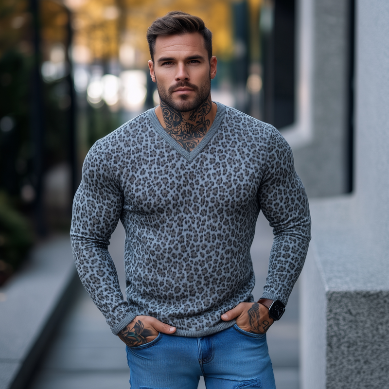 Heren Casual Ademend Zacht Sweater met V-hals Slim Fit MTA1424H2M